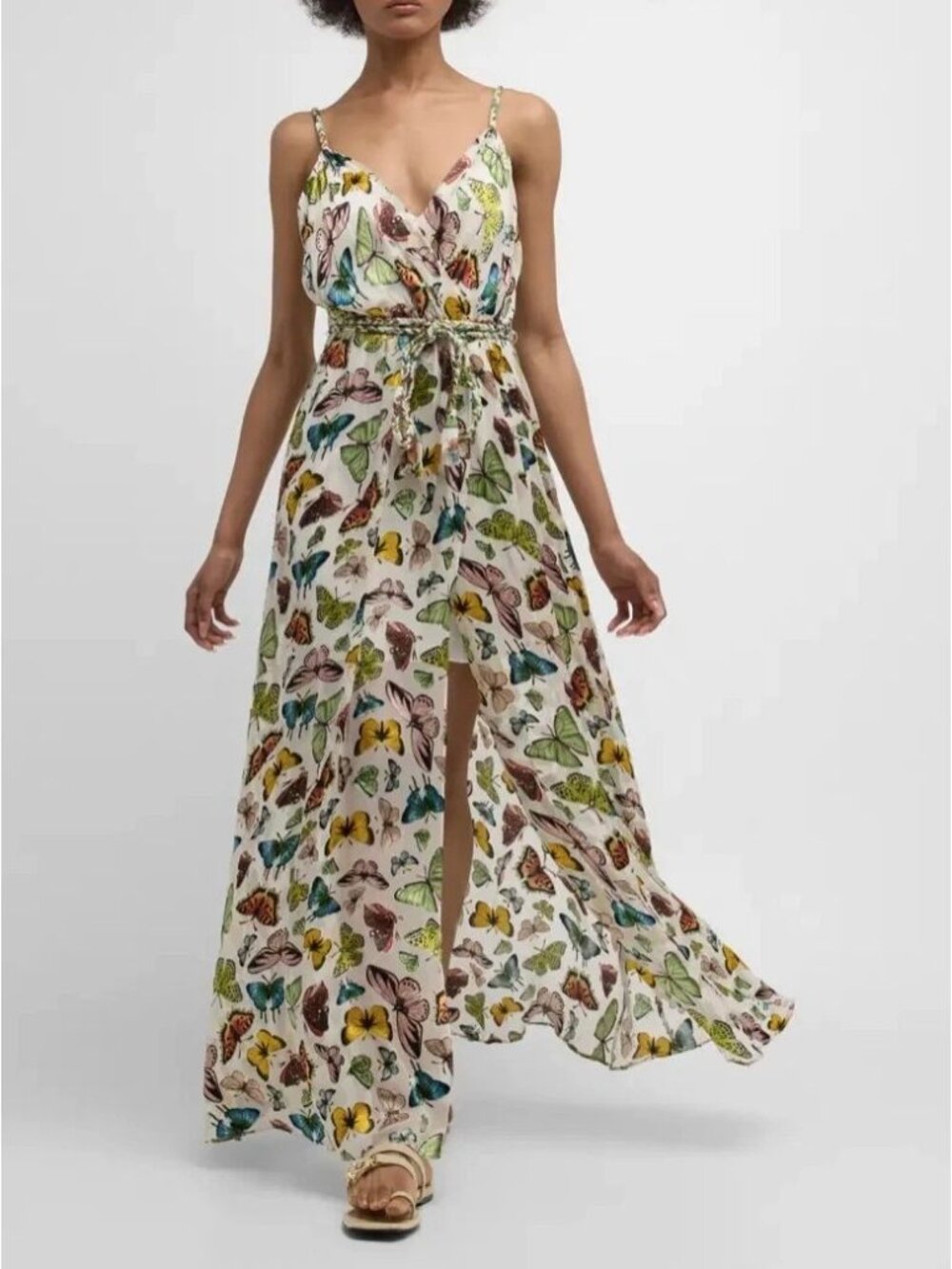 Alice + Olivia Samantha Butterfly Print Faux Wrap Maxi Dress 6